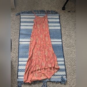 Vintage Floral Orange High-Low Dress